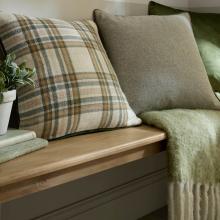 Laura Ashley Padbury Check Cushion Olive
