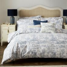 Laura Ashley Braysmith Toile Chambray Blue Duvet Cover Set
