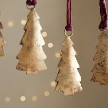 Nkuku Mishti Tree Baubles - Antique Brass (Set of 4)