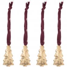 Nkuku Mishti Tree Baubles - Antique Brass (Set of 4)