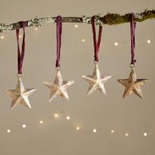 Nkuku Roshani Star Baubles - Antique Brass (Set of 4)