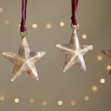 Nkuku Roshani Star Baubles - Antique Brass (Set of 4)