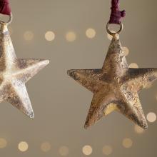 Nkuku Roshani Star Baubles - Antique Brass (Set of 4)