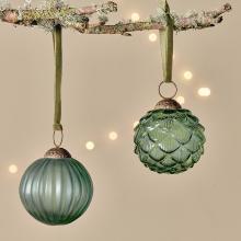 Nkuku Hara Baubles - Green (Set of 4)
