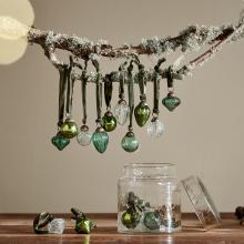 Nkuku Adisa Bauble Jar - Mixed Green & Clear - Set of 16 
