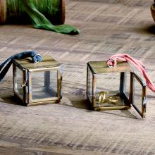 Nkuku Tiny Kiko Box Decoration - Brass (Set of 2)