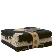 Cawo Sets of Three Face Towels Black / Beige