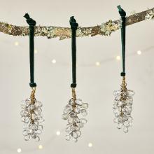 Nkuku Danvi Glass Drop Baubles - Brass & Clear (Set of 3)