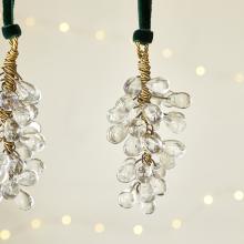 Nkuku Danvi Glass Drop Baubles - Brass & Clear (Set of 3)