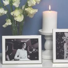 Addison Ross Enamel Photo Frame Light Pink & Silver