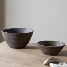 Nkuku Nyati Wooden Serving Bowls - Dark Brown