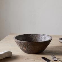 Nkuku Nyati Wooden Serving Bowls - Dark Brown