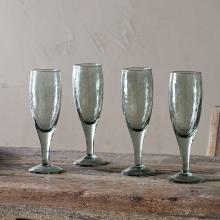 Nkuku Yala Hammered Champagne Glasses - Sage Green