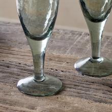 Nkuku Yala Hammered Champagne Glasses - Sage Green