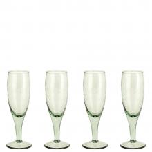 Nkuku Yala Hammered Champagne Glasses - Sage Green