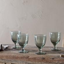 Nkuku Yala Hammered Wine Glasses - Sage Green