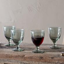 Nkuku Yala Hammered Wine Glasses - Sage Green