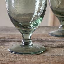 Nkuku Yala Hammered Wine Glasses - Sage Green