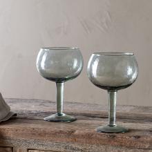 Nkuku Yala Hammered Gin Glasses - Sage Green