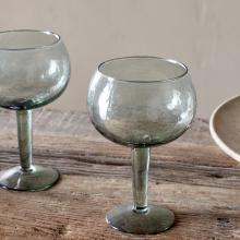 Nkuku Yala Hammered Gin Glasses - Sage Green