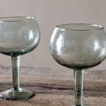 Nkuku Yala Hammered Gin Glasses - Sage Green