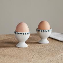 Nkuku Juniper Drop Egg Cups - Cream & Juniper