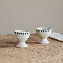 Nkuku Juniper Drop Egg Cups - Cream & Juniper