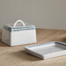 Nkuku Juniper Drops Butter Dish - Cream & Juniper 