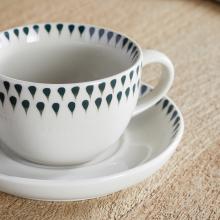 Nkuku Juniper Drop Cup & Saucer - Cream & Juniper