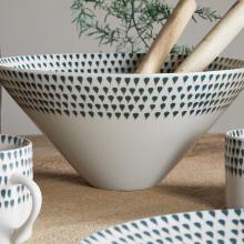 Nkuku Juniper Drop Serving Bowl - Cream & Juniper 