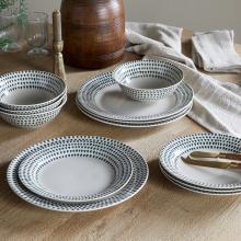 Nkuku Juniper Drop Dinnerware Set - Cream & Juniper 