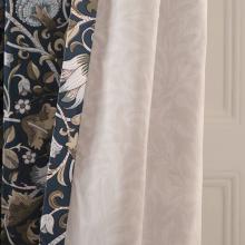 William Morris At Home Lodden Lined Eyelet Headed Curtains Prussian Blue