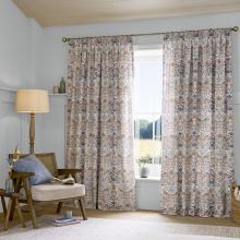 William Morris At Home Strawberry Thief Hessian Lined Pencil Pleated Curtains