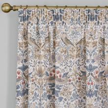 William Morris At Home Strawberry Thief Hessian Lined Pencil Pleated Curtains