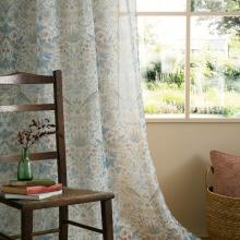 William Morris At Home Strawberry Thief Hessian Voile Sheer Curtain Panel