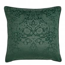 William Morris At Home Strawberry Thief Embossed Cushion Forest Green