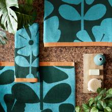 Orla Kiely Wildflower Towels Blue Lagoon