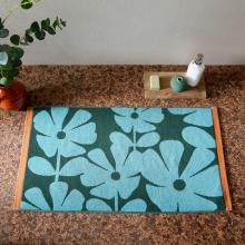 Orla Kiely Wildflower Bath Mat Blue Lagoon