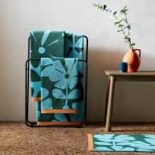 Orla Kiely Wildflower Bath Mat Blue Lagoon