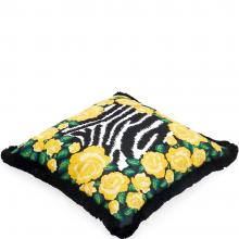 Dolce & Gabbana Casa Zebra Embroidered Cushion Cotton/Velvet Medium 009