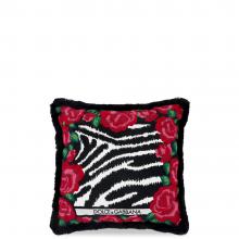 Dolce & Gabbana Casa Zebra Embroidered Cushion Cotton/Velvet Small 009
