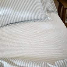 Yard Hebden Mineral Blue Narrow Stripe Fitted Sheet