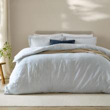 Yard Hebden Mineral Blue Narrow Stripe Fitted Sheet