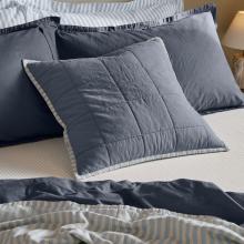 Yard Hebden Stripe Feather Filled Cushion Mineral / Denim Blue