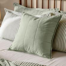 Yard Hebden Washed Cotton Feather Filled Cushion Bay Green