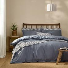 Yard Hebden Washed Cotton Duvet Set Denim Blue