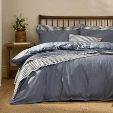 Yard Hebden Washed Cotton Pillowcase Pair Denim Blue