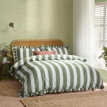 Wylder Birdie Stripe Duvet Cover Set Bay Green / Mist