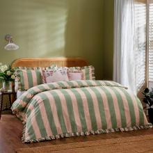 Wylder Birdie Stripe Duvet Cover Set Pink/Green