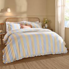 Wylder Birdie Stripe Duvet Cover Set Bay Lemon / Sky